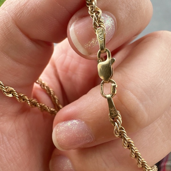 Vintage 14k gold rope chain necklace 20 inches - Picture 4 of 7